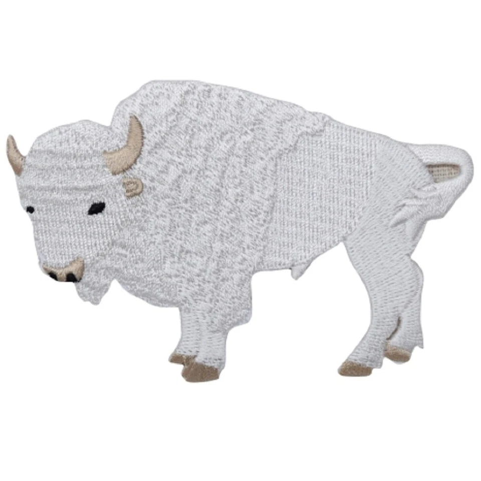 White Buffalo Applique Patch - Embroidered Sacred Bison Spiritual Animal Badge - Image 2 of 2