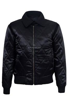 Herren Schwarz Steppjacke ''DRIVE'' Silber SCORPION Satin RYAN GOSLING Folie 4011
