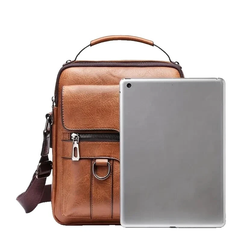 Faux Leather Crossbody Brown Bags for Men