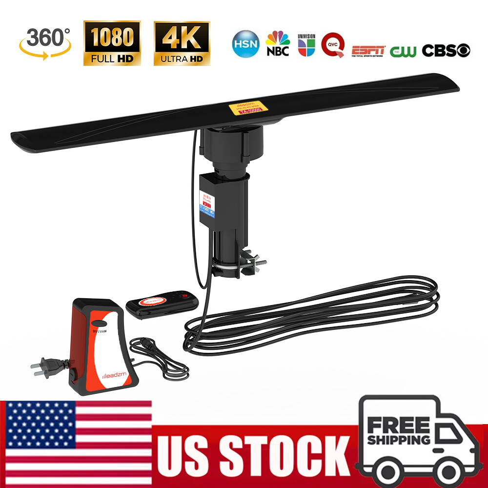 990 Miles Outdoor Amplified TV Antenna 1080P 4K HDTV 30dB UHF/VHF 360° Rotation