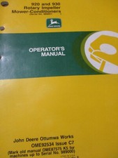 Manuel de l'opérateur tondeuse à turbine rotative John Deere 920, 930 1997