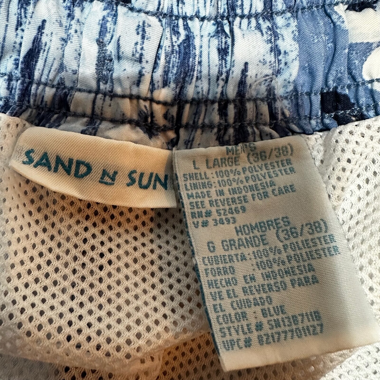 Sand N Sun Board Shorts Mens Large Blue Palm Tree… - image 3