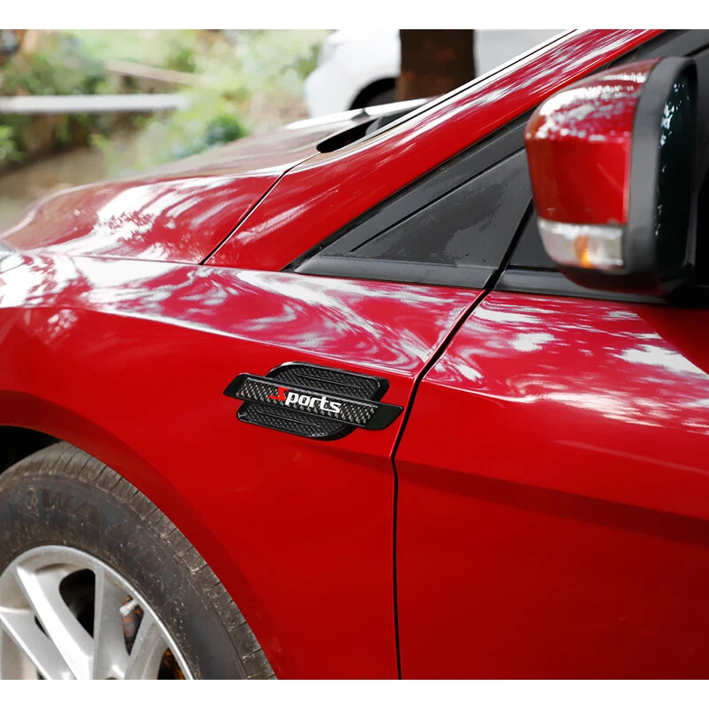 Black Sports Carbon Fiber Decals Car Hood Air Flow Intake Side Fender Vent Trim - Image 3 of 4