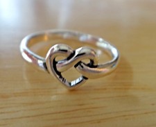 Sterling Silver Small Heart Knot ring 2mm band Ring in sizes 5 6 7 8 8.5 9 or 10