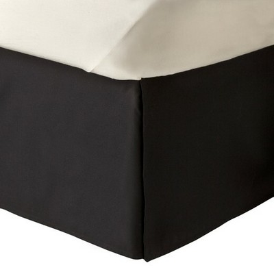 650 TC Cotton Solid Black | Open Corner Tailored Pleated Bed Skirt