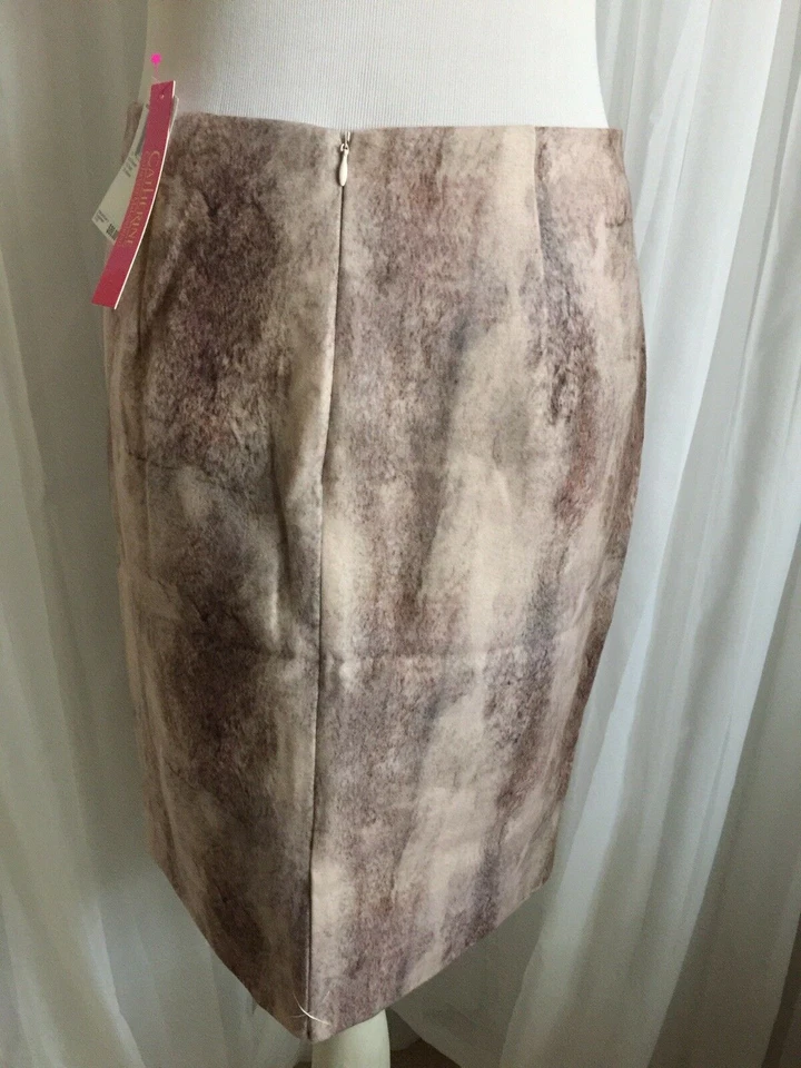 Новый Catherine Malandrino коричневый белый искусственного меха узор карандаш юбка женщин размер 6 - Изображение 3 из 4