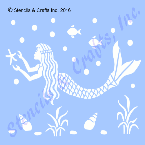 MERMAID STENCIL FISH STARFISH SHELLS NAUTICAL TEMPLATE OCEAN PAINT CRAFT SEA NEW - Picture 1 of 2