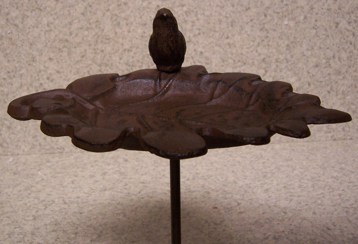 Bird Feeder Cast iron Leaf with cast iton bird NEW on a post #3