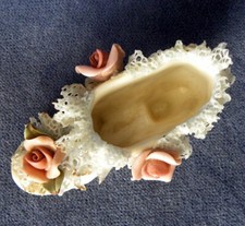 EUC Vintage Victorian Style Ladies Shoe Miniature Hand Painted Gold Trim Roses