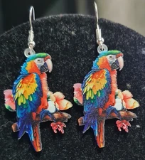 Pretty Polly Parrots Acrylic Charms Pendant Dangle Earrings. Pend..4cms. Approx.