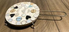 Mosaic Mid-Century Modern Tile Trivet Hot Plate with Feet & Handle