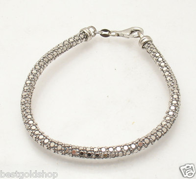 Italienisches rundes Popcorn Mesh Armband Epiphanie platiniert Sterlingsilber