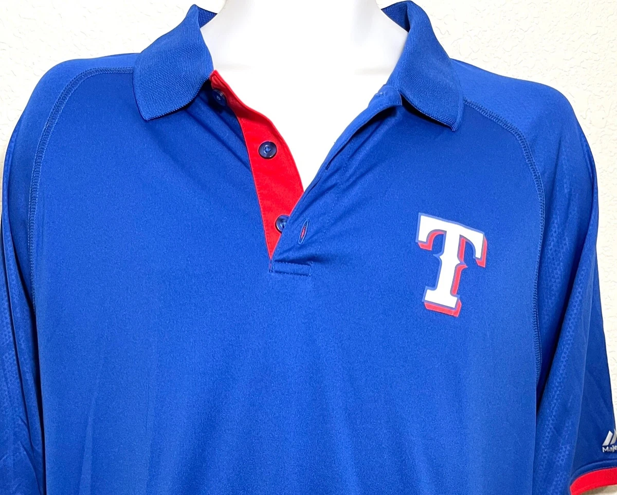 Texas Rangers MLB Polo Shirt Majestic Cool Base Blue Polyester