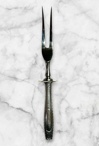 R Wallace & Sons Serving Carving Fork Sterling Silver Handle 8.5 Inches 72g