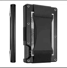 The Ridge Style Titanium Metal RFID Blocking Men's Wallet With Strap USA SELLER