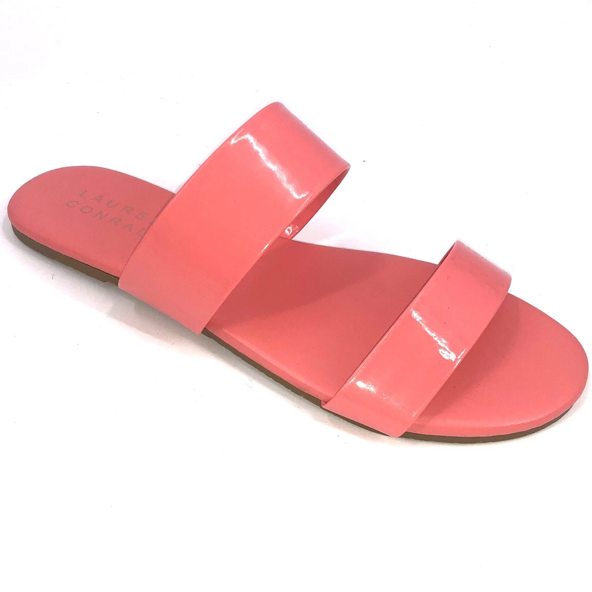 LC Lauren Conrad Firefli Womens Sandals Coral Pink Slip On Shoes Straps