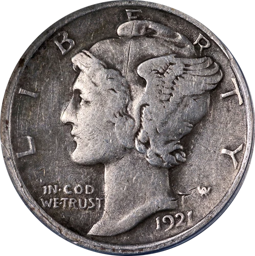 1921-P Mercury Dime ANACS VF30 Key Date Nice Eye Appeal Nice Strike