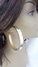 TUBE HOOP EARRINGS 2.25 INCH SILVER OR GOLD PLATED HOOPS SQUARED HOOPS SHINY