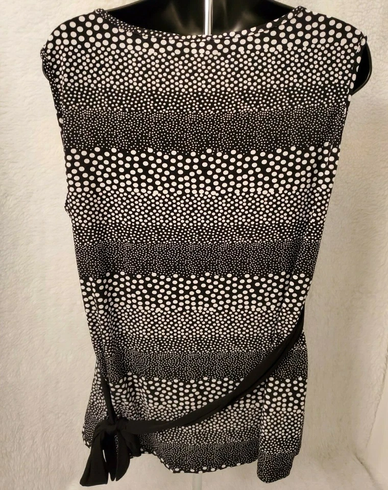 Three Seasons Womens Shirt Top Blouse Size XL X Large Black White Polka Dot - Image 4 of 4