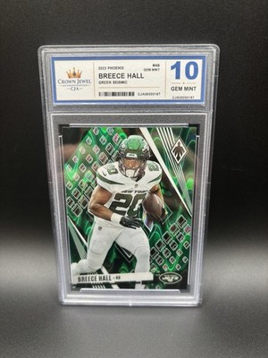 2023 Panini Phoenix Breece Hall New York Jets Green Seismic /25 Gem Mint Graded