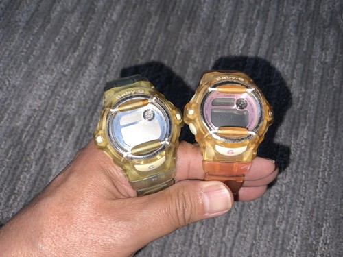 (2) Pair Of Casio Baby-G Shock Chronograph Pink/White NO BATTERY