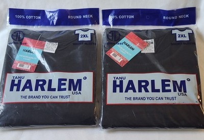 Vintage Tanu Harlem USA Black 2XL Short Sleeve T-Shirt 100% Cotton Round Neck x4
