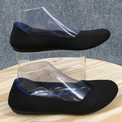 Rothys Shoes Womens 9 Black Knit Round Toe Slip On Casual Ballet Flats Comfort