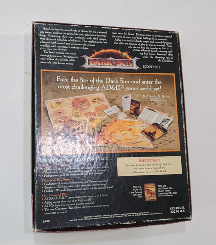 AD&D 2nd Edition Dark Sun Box Set - Mostly complete, see pictures TSR - Picture 2 of 9