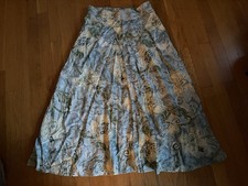 Sag Harbor Green Blue Flowered Elastic Waist Skirt Size M
