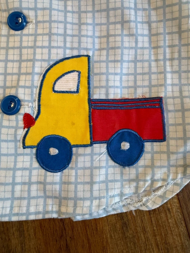 Vintage New Cradle Togs Button Up Plaid T Shirt Size 18 Months With Truck - Image 4 of 4