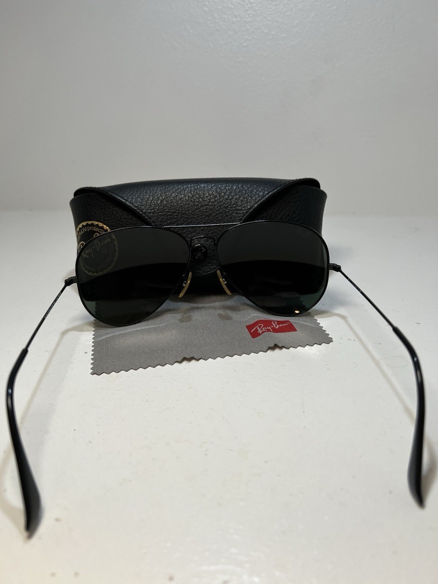 Ray-Ban Aviator RB3026 L2821 62mm Black Frame G-15 Green  display picture 3