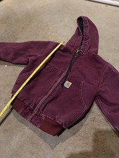 Vintage Kids Carharrt Crimson Hoodied Jacket Size Small Detroit USA RARE
