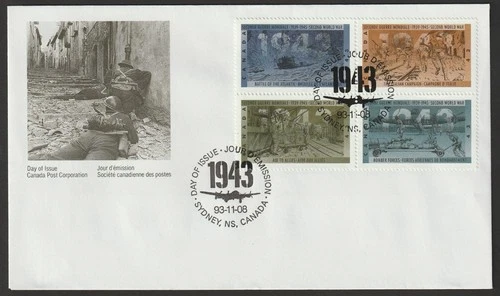 Canada #1506a, Second World War - 1943, Type C, First Day Cover, FDC 1993