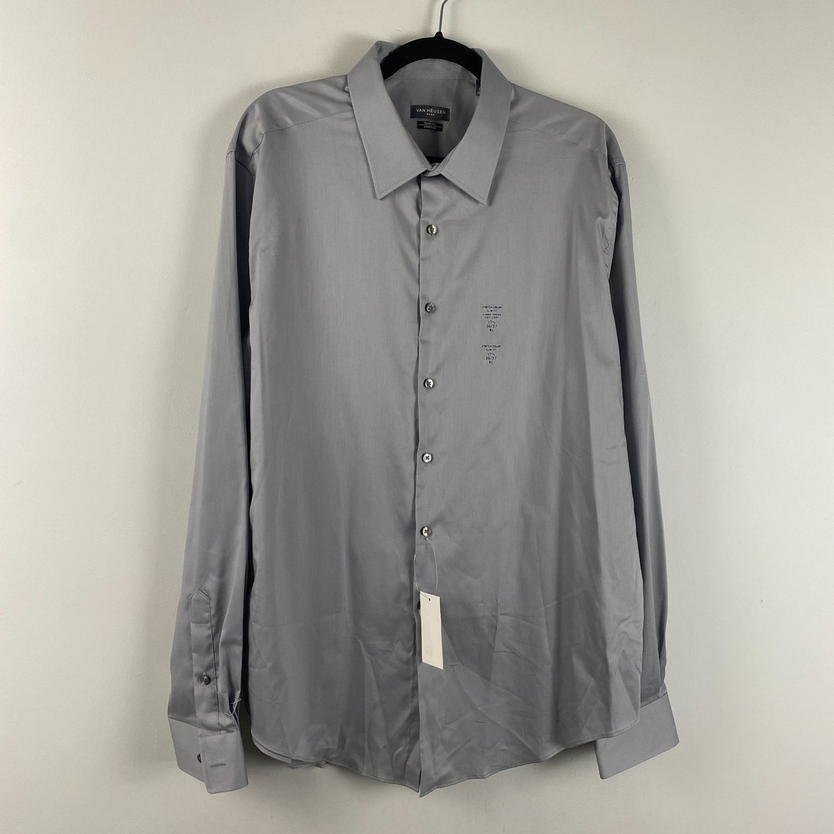 van heusen slim fit dress shirt Men's Slim-Fit Ultra Wrinkle Free Shirt, Size: Large-36/37, White Stretch fabric is made of recycled poly fabrication Van Heusen Comfort Performance Mens