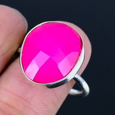 Pink Chalcedony Gemstone Handmade 925 Sterling Silver Jewelry Ring Adjustable