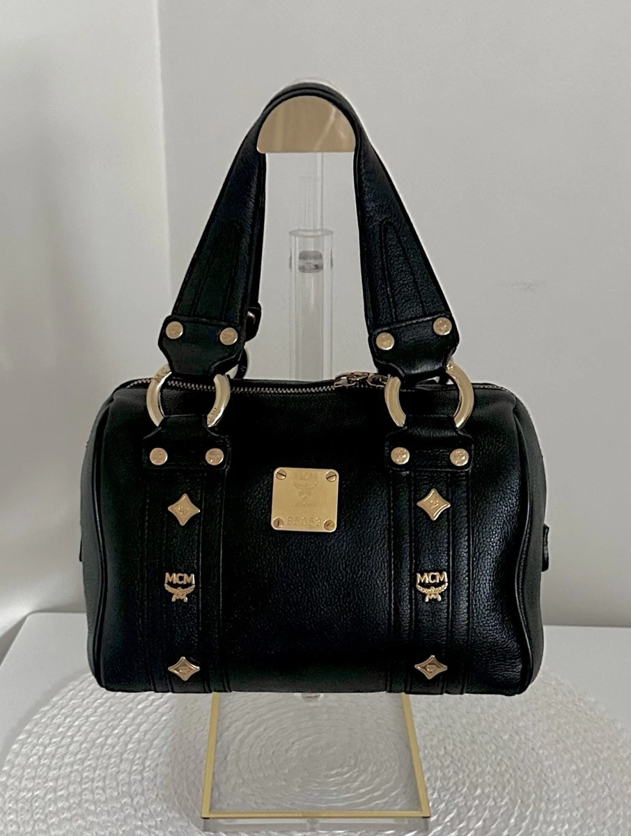 希少✨MCM 2way Boston Bag Leather Black MCM Satchel/Top Handle Bag Black Bags & Handbags for Women for