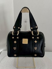 Authentic MCM Black Boston Satchel Pebble Lea...