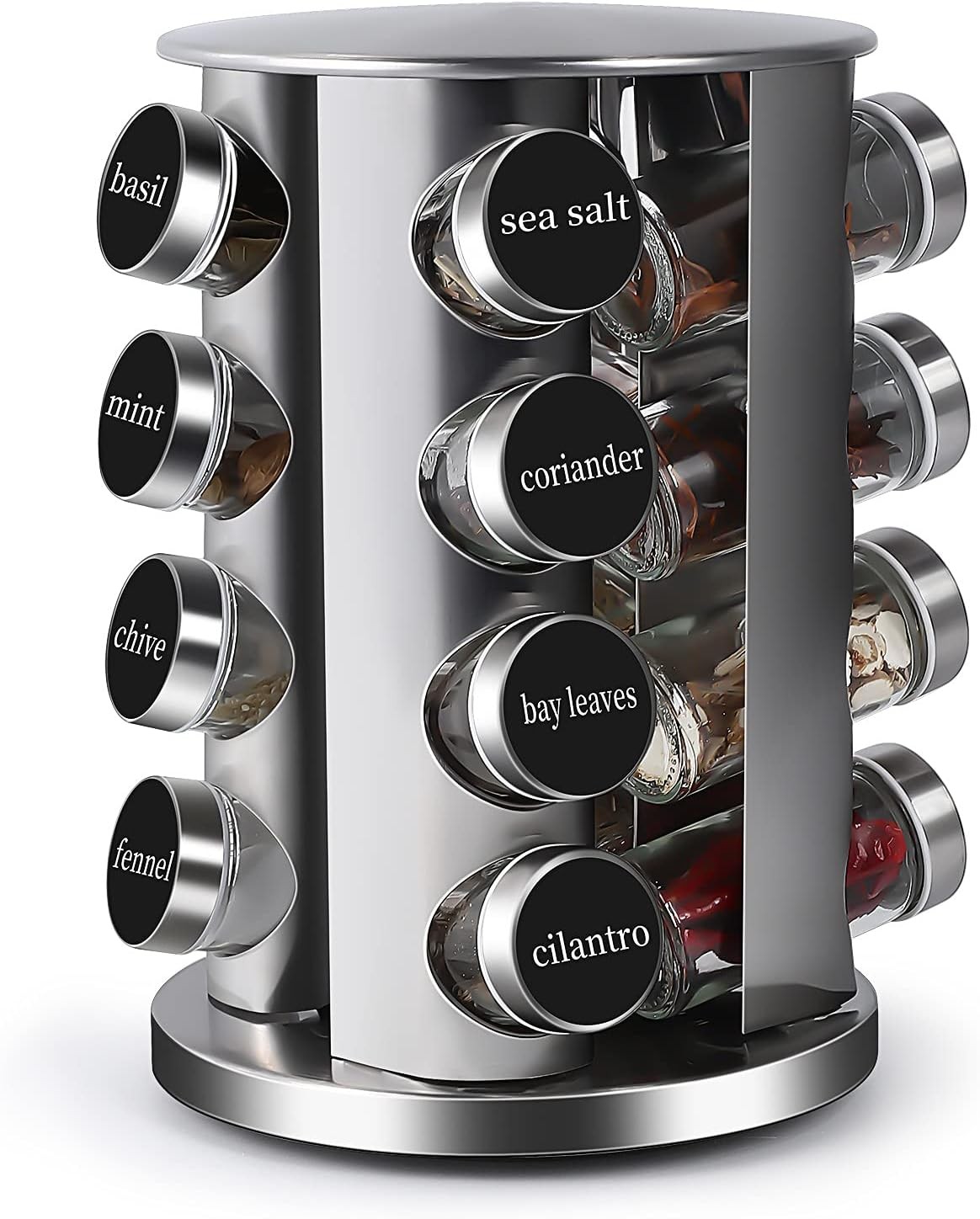 Revolving Countertop Spice Rack Stainless Steel Seasoning Storage Organization