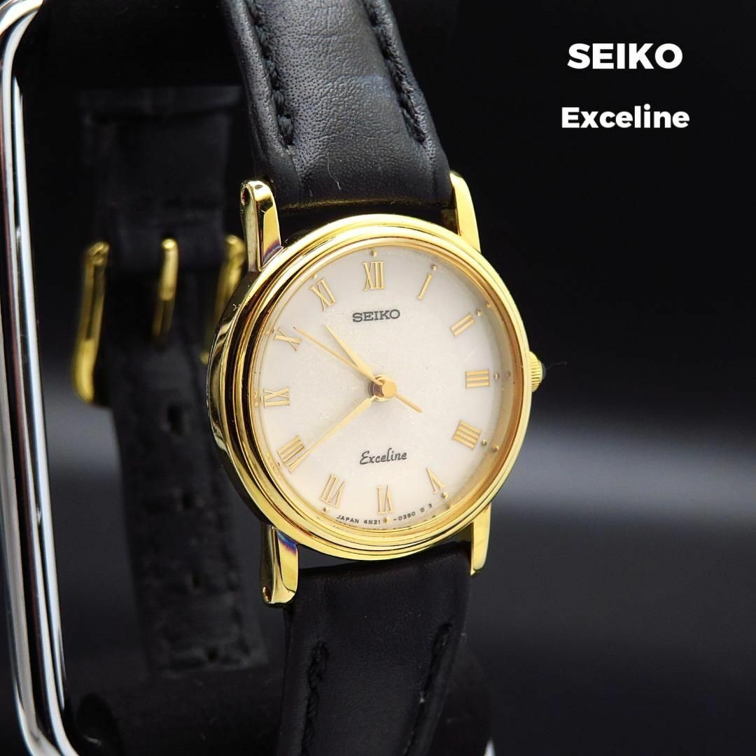 稼働 SEIKO EXCELINE 腕時計 ゴールド SGP30 217 稼働】SEIKO EXCELINE 新品電池 腕時計 ゴールド レディース