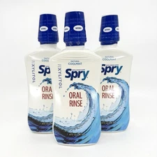 Spry Oral Rinse Coolmint 16oz 3 Pack Natural Xylitol Alcohol Free BB 11/2027