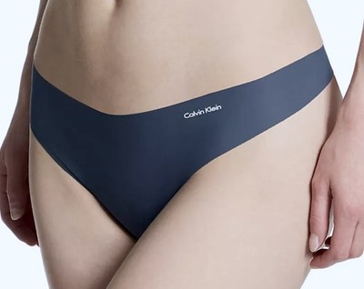 CALVIN KLEIN Invisibles Blue Edge Thong Panty Underwear Womens Sz L 7