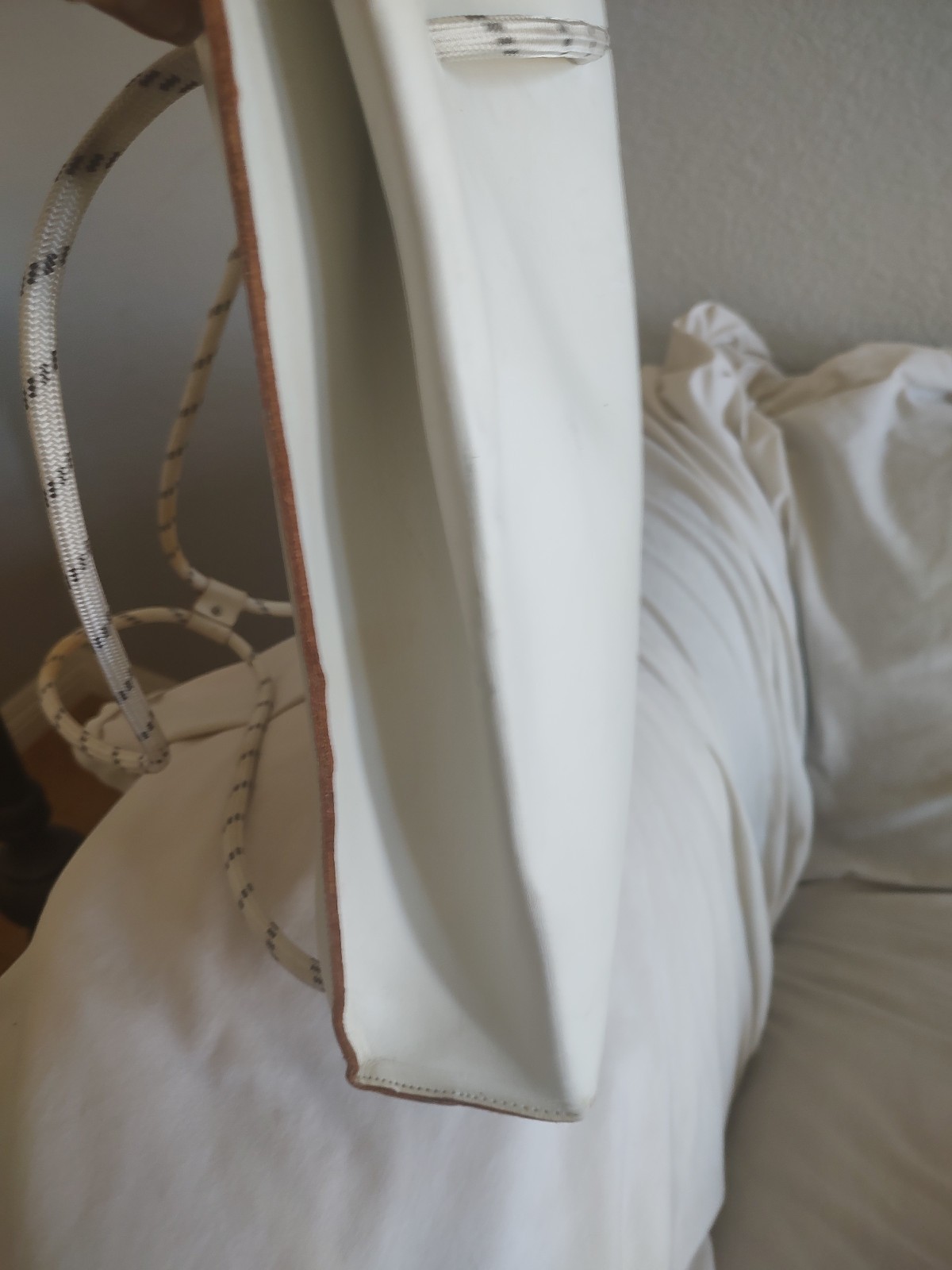 COS WHITE LEATHER ROPE STRAP BACKPACK STYLE BAG image 7