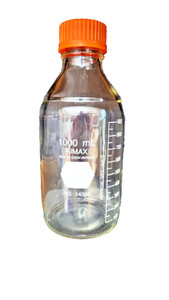 Clear Graduated KIMAX Glass 1000mL Media Storage Reagent Bottle #14395, GL45 Cap