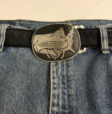 Solid Pewter Belt Buckle National 4-H Roundup EQUUS Made in USA