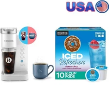 Iced Hot Single-Serve K-Cup Pod Coffee Maker White+The Original Donut Shop 10 Ct