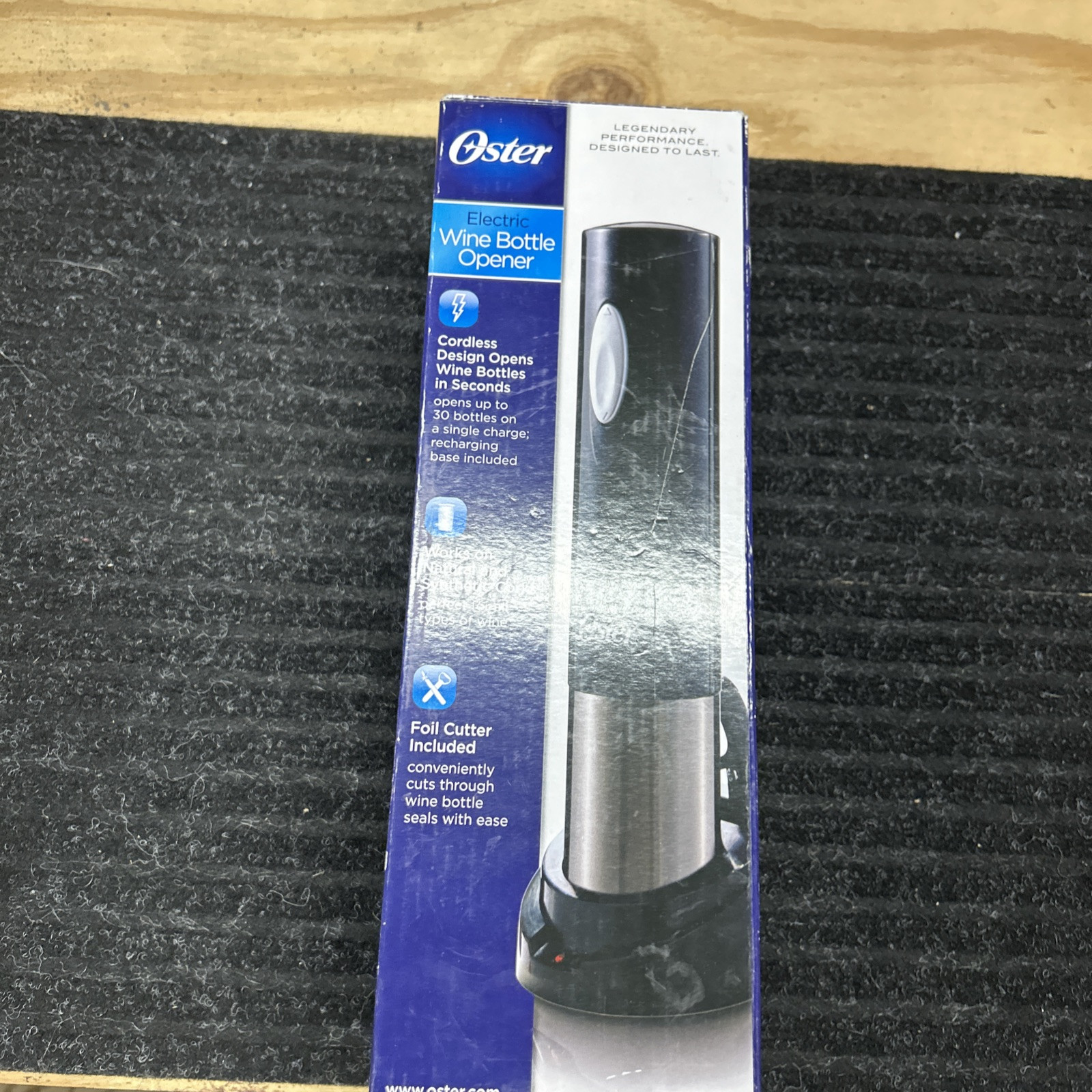 Oster Electric Wine Bottle Opener - Cordless Rechargeable Wine Opener - NEW
