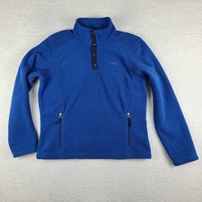 L L Bean Sweater Mens Medium Blue Fleece Quarter Zip Zipper Pocket Polyester