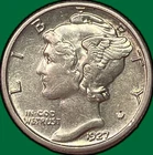 1927 Mercury Dime Almost Uncirculated AU Coin #43244