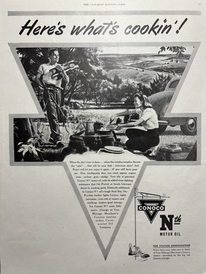 1945 Conoco Motor Oil Nth Plates Engine Protection Whats Cookin VTG Print Ad