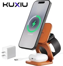 3in1 KUXIU X40 Turbo Qi2.2 25W Magnetic Charger for iPhone 17 iWatch 45W Adapter